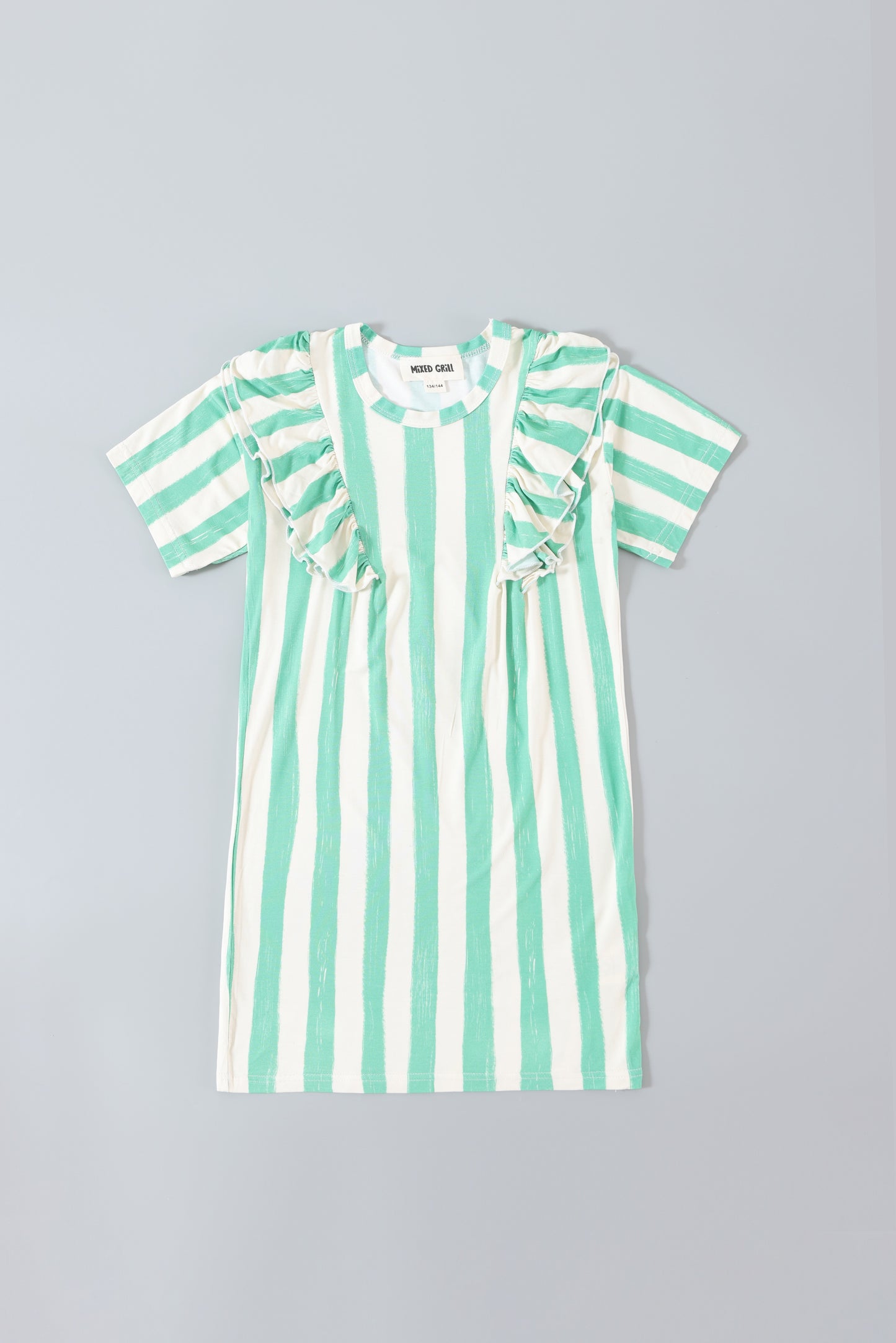 Green Striped Frill dress (10341078696267)